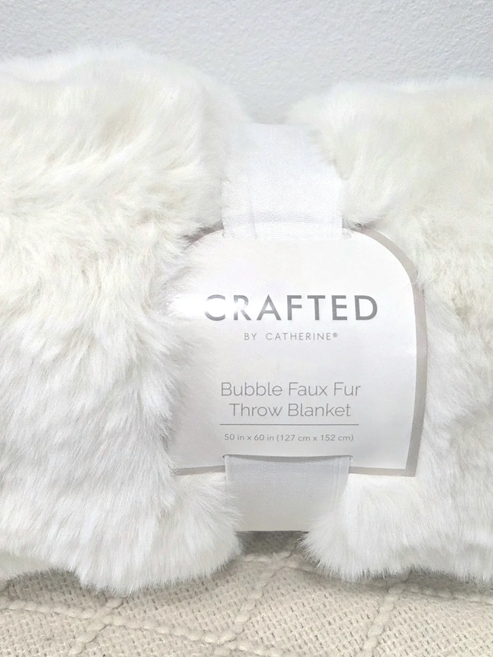 Crafted by Catherine White Faux Fur Bubble Throw Blanket